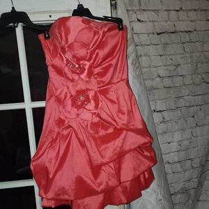 Sequin Hearts Strapless Coral Dress